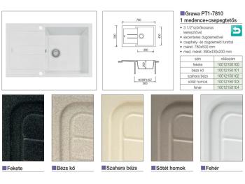 GRAWA GRÁNIT MOSOGATÓ GRAWA PT1-7810W 780x500mm FEHÉR 2.Kép