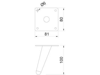 FÉM DESIGN LÁB DÖNTÖTT KÚPOS 100mm Matt fekete 2.Kép
