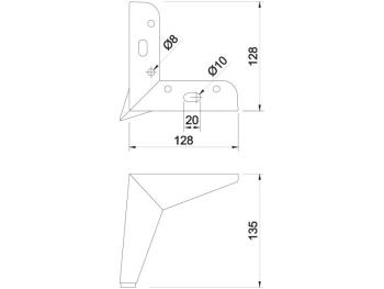 FÉM DESIGN LÁB DÖNTÖTT SZÖGLETES 130 mm Matt fekete 2.Kép
