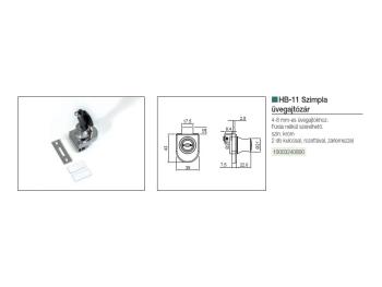 BÚTORZÁR HB LOCKS HB-11  SZIMPLA ÜVEGAJTÓZÁR KRÓM 3.Kép