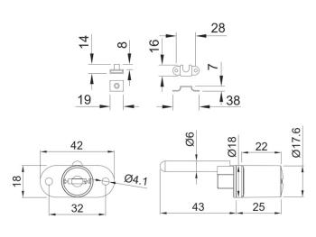 BÚTORZÁR HB LOCKS HB-08 KÖZPONTI FIÓKZÁR ELÖLRŐL ZÁRHATÓ NIKKEL 2.Kép
