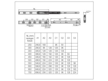 GOLYÓS FIÓKCSÚSZÓ HOME BOX HB45 X 45mm TEHERB.:30kg ACÉL 2.Kép