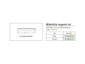FDS DUPLAFALÚ FÉM FIÓKOLDAL FDS-PRO 18 ELŐLAP MAGASÍTÓ RÚD BELSŐ FIÓKHOZ 1100mm FEHÉR 2.Kép