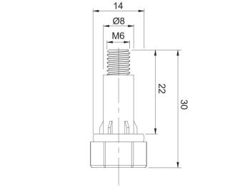 FÉM SZINTEZŐ LÁB M6×24 mm HÜVELYES FÉM-MŰANYAG 2.Kép