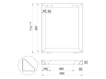 IRODAI ASZTALLÁB HOME BOX OPTIMO BLADE 1 PÁR 580x710mm MATT FEKETE 3.Kép