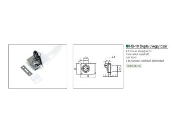 BÚTORZÁR HB LOCKS HB-10DUPLA ÜVEGAJTÓZÁR KRÓM 3.Kép