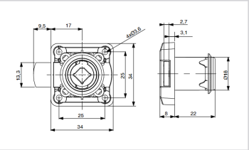 Riex EP52 fiókzár, bal, műanyag test, ni kkelezett 2.Kép