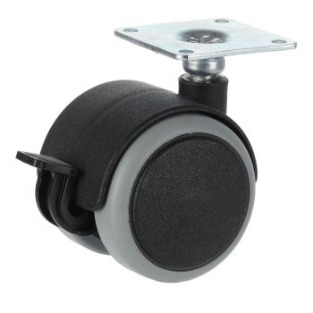 Riex GF30 bútorgörgő D50, talp 42x42x1,5 mm, puha futófelülettel, fékezhető, feke te Kép
