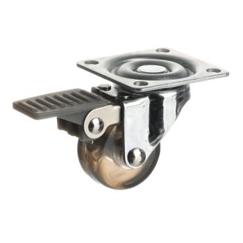 Riex GC70 bútorgörgő D35, talp 50x50 mm, puha futófelülettel, fékezhető, átlátszó barna Kép