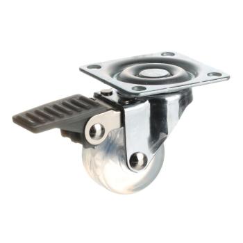 Riex GC70 bútorgörgő D35, talp 50x50 mm, puha futófelülettel, fékezhető, átlátszó fehér 1.Kép
