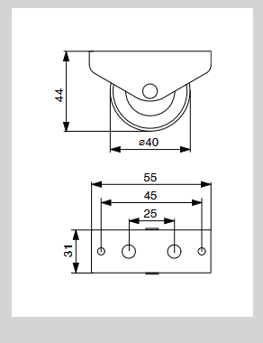 Riex GC46 kerék D40, fix, szürke 2.Kép