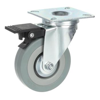 Riex GC52 bútorgörgő D75, talp 50x50 mm, puha futófelülettel, fékezhető, szürke Kép
