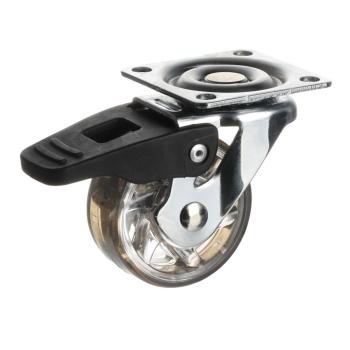 Riex GC70 bútorgörgő D50, talp 50x50 mm, puha futófelülettel, fékezhető, átlátszó barna 1.Kép