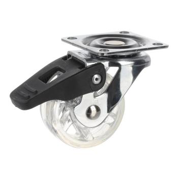 Riex GC70 bútorgörgő D50, talp 50x50 mm, puha futófelülettel, fékezhető, átlátszó fehér 1.Kép