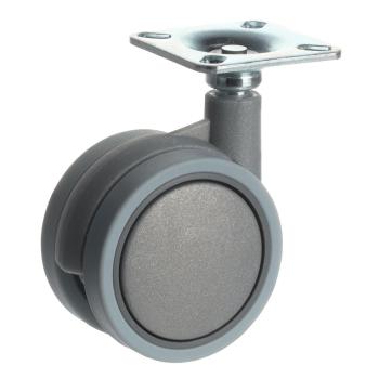 Riex GB88 bútorgörgő D60, talp 48x48 mm, puha futófelülettel, szürke 1.Kép