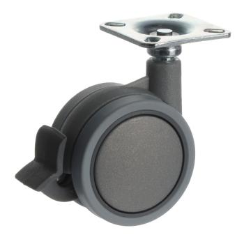Riex GB88 bútorgörgő D60, talp 48x48 mm, puha futófelülettel, fékezhető, szürke Kép