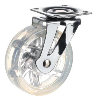 Riex GC70 bútorgörgő D75, talp 50x50 mm, puha futófelülettel, átlátszó fehér 1.Kép