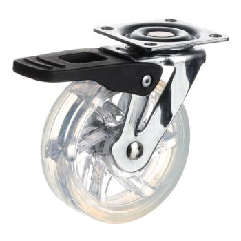 Riex GC70 bútorgörgő D75, talp 50x50 mm, puha futófelülettel, fékezhető, átlátszó fehér 1.Kép