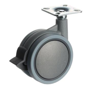 Riex GB88 bútorgörgő D75, talp 48x48 mm, puha futófelülettel, fékezhető, szürke 1.Kép