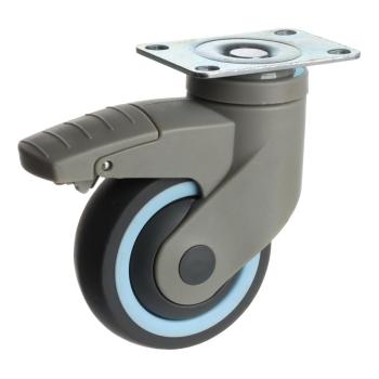 Riex GC64 bútorgörgő D75, talp 95x66 mm, puha futófelülettel, fékezhető, szürke Kép