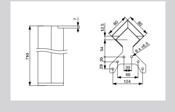 Riex EA80 asztalláb, 80x80/H710 mm, rozs damentes acél utánzat 5.Kép
