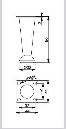 Riex GS25 bútorláb H50, króm 2.Kép
