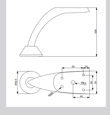 Riex GS13 bútorláb H135, króm 2.Kép