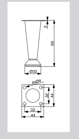 Riex GS25 bútorláb H50, matt króm 2.Kép