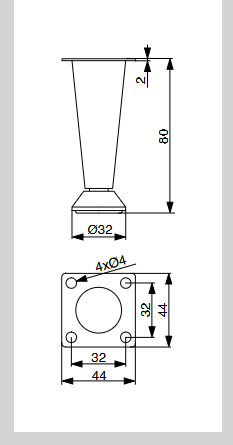 Riex GS25 bútorláb H80, króm 2.Kép