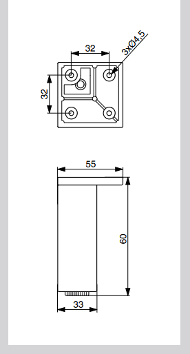 Riex GR76 bútorláb, 33x33 mm, H60, feket e 2.Kép