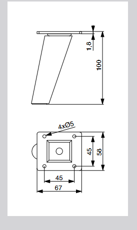 Riex GW22 bútorláb, kúpos dőlt, D45/D25, H100, lakkozatlan natúr tölgy (4 db/csom ag) 2.Kép