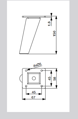 Riex GW22 bútorláb, kúpos dőlt, D45/D25, H150, lakkozatlan natúr borovi (4 db/cso mag) 2.Kép