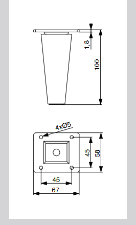 Riex GW20 bútorláb, kúpos egyenes, D45/D 25, H100, lakkozott natúr tölgy (4 db/cs omag) 2.Kép