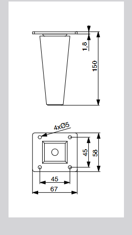 Riex GW20 bútorláb, kúpos egyenes, D45/D 25, H150, lakkozatlan natúr tölgy (4 db/ csomag) 2.Kép