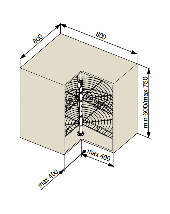 Riex GP13 forgótálca 270°-os, drótvázas fenék, W800, H600-750, króm 2.Kép
