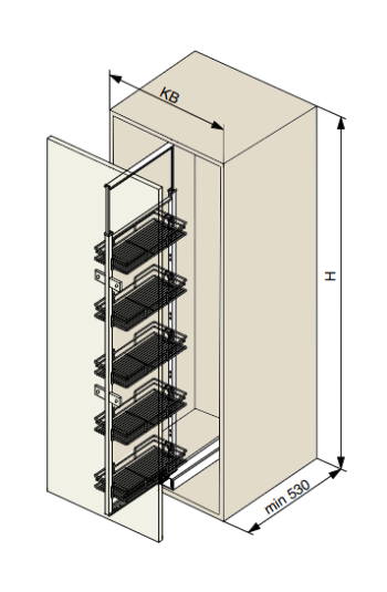 Riex GX53/GX58 kamraszekrény egység, ker ettel, fióksínnel, frontrögzítővel, 1250 -1400 mm, fehér 2.Kép