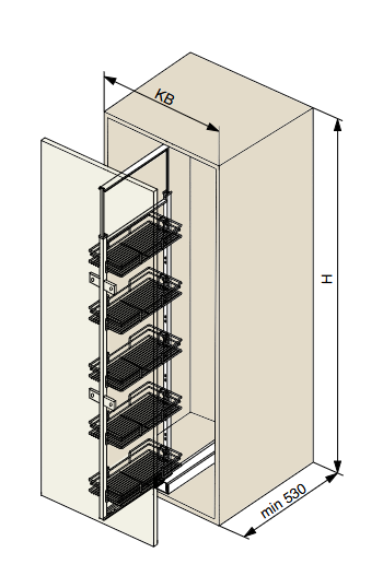 Riex GX53/GX58 kamraszekrény egység, ker ettel, fióksínnel, frontrögzítővel, 1400 -1550 mm, s.szürke 2.Kép