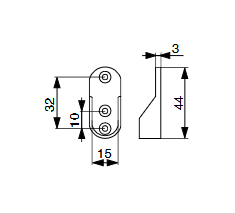 Riex VT24/VT14 akasztórúdtartó, kerekíte tt rúdhoz, 30x15 mm, fehér 2.Kép