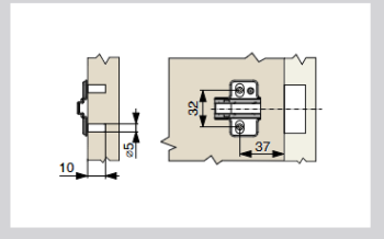 Riex NC50/NC70 H0 szerelőtalp rápárttint ós pánthoz, excenteres, feszítőbetétes c savarral 2.Kép
