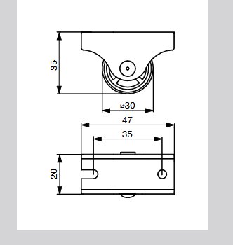 Riex GC51 kerék D30, fix, puha futófelül ettel, szürke 2.Kép
