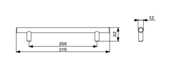 RiexTouch XH01 fogantyú, 256 mm, rozsdam entes acél 2.Kép