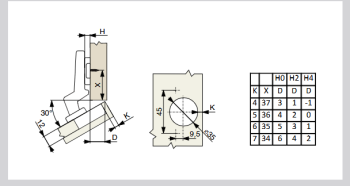 Riex NC70 30°-os kivetőpánt, rápárttintó s, nyomásra nyíló 2.Kép