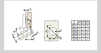 Riex NC70 30°-os kivetőpánt, rápárttintó s, csillapítással 2.Kép
