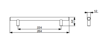 RiexTouch XH01 fogantyú, 224 mm, políroz ott króm 2.Kép