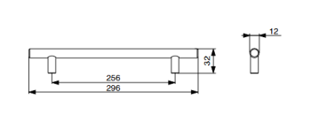 RiexTouch XH01 fogantyú, 256 mm, matt fe kete 2.Kép