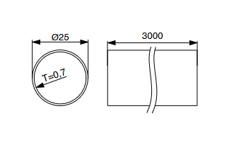 Riex VT23 akasztórúd, kerek, átmérő 25 m m, 0,7 mm, 3000 mm, króm 2.Kép