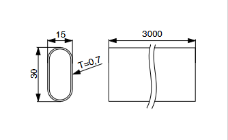 Riex VT24 akasztórúd, kerekített, 30x15 mm, 0,7 mm, 3000 mm, króm 2.Kép