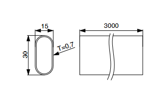 Riex VT24 akasztórúd, kerekített, 30x15 mm, 0,7 mm, 3000 mm, fehér 2.Kép