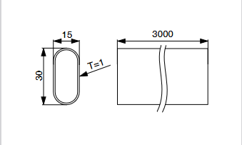 Riex VT24 akasztórúd, kerekített, 30x15 mm, 1 mm, 3000 mm, matt fekete 2.Kép