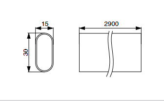 Riex VT14 akasztórúd, kerekített, 30x15 mm, 2900 mm, eloxált alumínium 2.Kép
